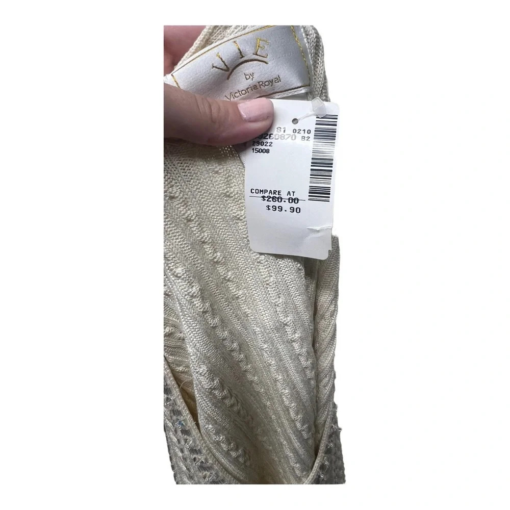 Vintage Beaded Knit Sweater Vest | Y2K Glam Classic | Deadstock Small Vie - Picture 7 of 7
